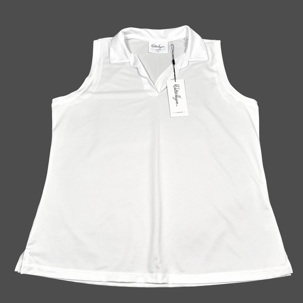Walter Hagen‎ Sleeveless Polo Women XXL White Scalloped V-Neck Clubhouse Golf